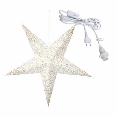Kerstversiering witte kerststerren halloween gouden stippen inclusief lichtkabel